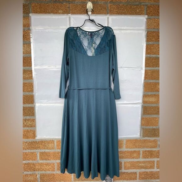 LONG TALL SALLY LACE INSERT TEAL DRESS SIZE 14 - Picture 10 of 13